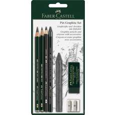 Creioane si accesorii pentru desen si schite, 7piese/set, Pitt Grafit, Faber Castell-FC112997