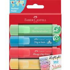 Textmarker 4 culori pastel/set (galben, rosu, albastru, verde), Faber Castell- FC254625