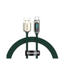 Cablu de date USB / USB-C, 66W, 1m, incarcare rapida, verde, Display Baseus