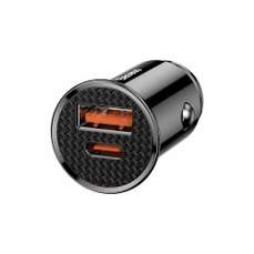 Incarcator auto, USB si USB-C, 30W, 5A, negru, Circular Baseus