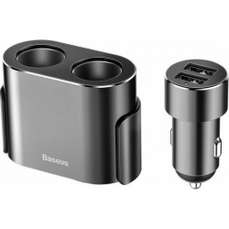 Incarcator auto, 2xUSB, cu extensie bricheta, 80W, 3.1A, negru, High Efficiency Baseus