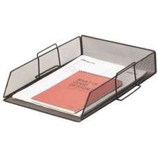 Tavita suprapozabila standard, metal negru, Q-Connect Mesh