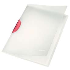 Dosar din plastic transparent, cu clema pivotanta rosie, ColorClip Magic Leitz