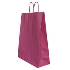 Punga cadou, dimensiuni 26x12x35cm, maner hartie rasucita, roz, Papiroti