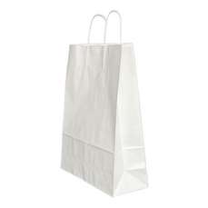 Punga cadou, dimensiuni 32x12x41cm, maner hartie rasucita, alba, Papiroti