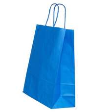 Punga cadou, dimensiuni 26x12x35cm, maner hartie rasucita, albastra, Papiroti