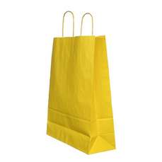 Punga cadou, dimensiuni 22x10x31cm, maner hartie rasucita, galbena, Papiroti
