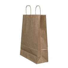 Punga cadou, dimensiuni 32x12x41cm, maner hartie rasucita, maro, Papiroti