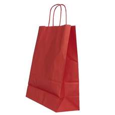 Punga cadou, dimensiuni 26x12x35cm, maner hartie rasucita, rosie, Papiroti