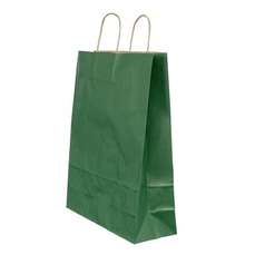 Punga cadou, dimensiuni 26x12x35cm, maner hartie rasucita, verde dungi, Papiroti