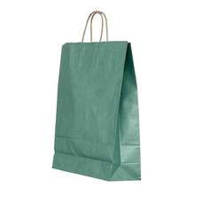 Punga cadou, dimensiuni 26x12x35cm, maner hartie rasucita, verde, Papiroti