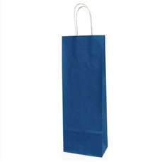 Punga cadou bauturi albastra, dimensiuni 14x8x39cm, maner hartie rasucita, Papiroti