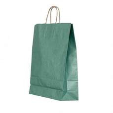 Punga cadou, dimensiuni 22x10x31cm, maner hartie rasucita, verde, Papiroti PAP02234