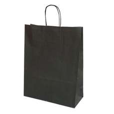Punga cadou, dimensiuni 22x10x31cm, maner hartie rasucita, neagra, Papiroti PAP15785
