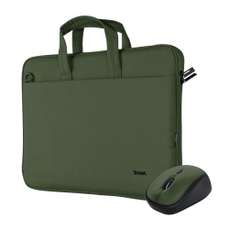 Set geanta laptop 16" si mouse optic, wireless, verde, Bologna Trust 24989