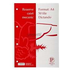 Rezerve ptr.caiet mecanic A4, 50 file/set, dictando Pigna