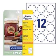 Etichete repozitionabile albe contur floare 12/A4, diam. 60mm, 10coli/cutie, 5085 Avery Zweckform