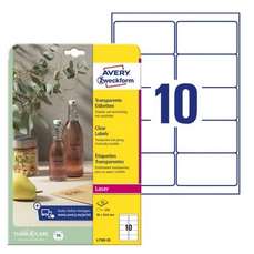 Etichete autoadezive din poliester 10/A4, transparent clear, 96x50,8mm, 25coli/top, Avery Zweckform 