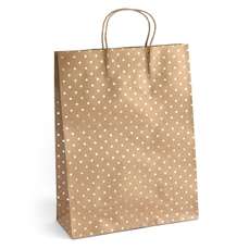 Punga cadou, kraft puncte aurii, dimensiuni 39x12x30cm, 5buc/set, 257006 GP