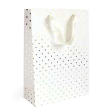 Punga cadou, alba puncte aurii, dimensiuni 33x10x24cm, 5buc/set, 257026 GP