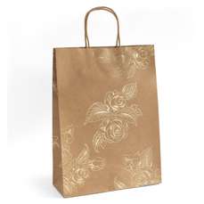 Punga cadou, kraft trandafiri aurii, dimensiuni 33x10x24cm, 5buc/set, 257011 GP
