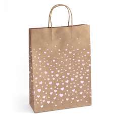 Punga cadou, kraft inimi roz, dimensiuni 33x10x24cm, 5buc/set, 257010 GP
