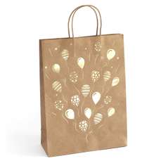 Punga cadou, kraft baloane aurii, dimensiuni 33x10x24cm, 5buc/set, 257008 GP