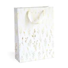 Punga cadou, alba flori aurii, dimensiuni 33x10x24cm, 5buc/set, 257022 GP
