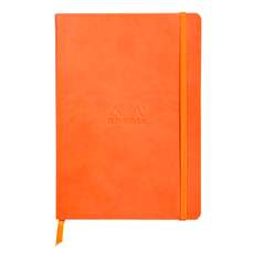 Caiet A5, 80file, coperta piele ecologica, Tangerin, Rhodia 117464C