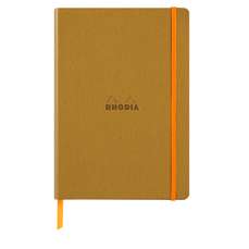 Caiet A5, 80file, dictando, coperta piele ecologica, gold, Rhodia 117382C
