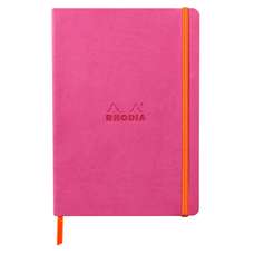Caiet A5, 80file, coperta piele ecologica, Fuchsia, Rhodia 117445C