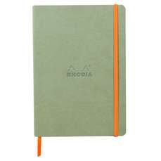 Caiet A5, 80file, coperta piele ecologica, Celadon, Rhodia 117441C