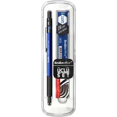 Creion mecanic corp metal 0,7mm + etui mine + guma, Graph-X Blue BT Scrikss 86244