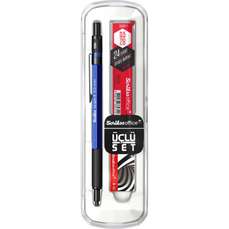 Creion mecanic corp metal 0,5mm + etui mine + guma, Graph-X Blue BT Scrikss 86213