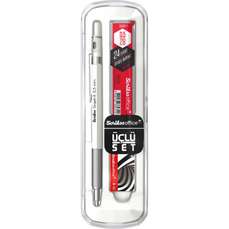 Creion mecanic corp metal 0,5mm + etui mine + guma, Graph-X Ivory CT Scrikss 83649