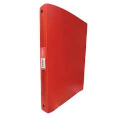 Caiet mecanic A4, 4 inele, rosu transparent, diametru inel 16mm, coperta flexibila, Flex Optima