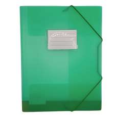 Mapa plastic cu elastic si eticheta A4, verde transparent, Optima