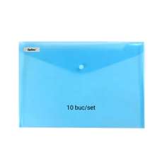 Mapa plastic cu capsa, A7, 10buc/set, albastru transparent, Optima