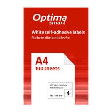 Etichete autoadezive albe 4/A4, 105x148mm, 100coli/cutie, Smart Optima