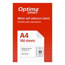 Etichete autoadezive albe 12/A4, 105x48mm, 100coli/cutie, Smart Optima