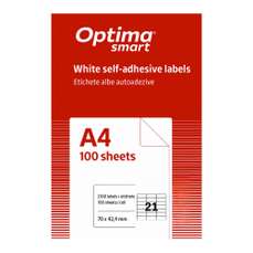 Etichete autoadezive albe 21/A4, 70x42,4mm, 100coli/cutie, Smart Optima