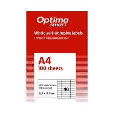Etichete autoadezive albe 40/A4, 52,5x29,7mm, 100coli/cutie, Smart Optima