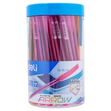 Pix cu capac, albastru, corp diferite culori, varf 0,7mm, 50buc/borcan, DLEQ02636 Deli