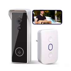 Set sonerie video cu difuzor, wireless, 2K, negru, Smart Calex