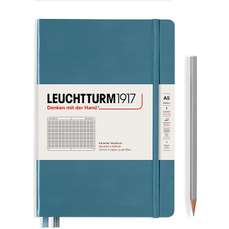 Caiet A5, 125file, matematica, coperta carton rigid, albastru piatra, LEUCHTTURM LT363336