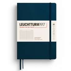 Caiet A5, 125file, dictando, coperta carton rigid, albastru marin, LEUCHTTURM LT372190