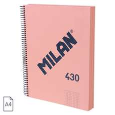 Caiet cu spira A4, 120file, matematica, roz, 57143E120P, Milan 430
