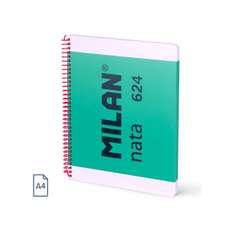 Caiet cu spira A4, 80file, matematica, verde, 57043E80GR, Nata Milan 624
