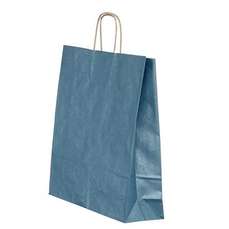 Punga cadou, dimensiuni 26x12x35cm, maner hartie rasucita, albastru/maro, Papiroti