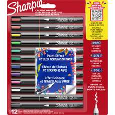 Marker pe baza de apa 12 culori/set, varf tip pensula, Creativ Brush Sharpie 2201183